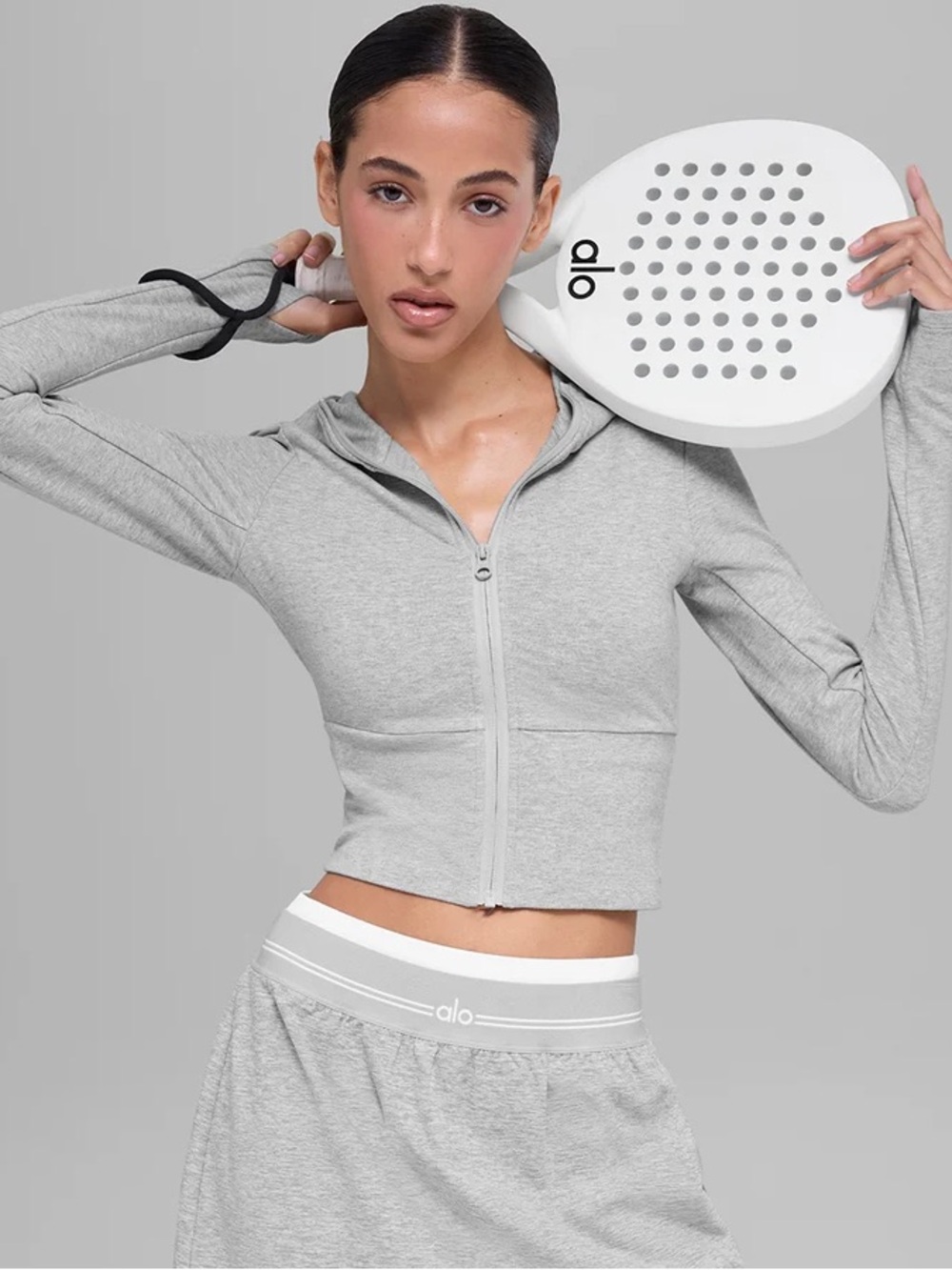 ALO Yoga Sway Full Zip Hoodie in Gray - M